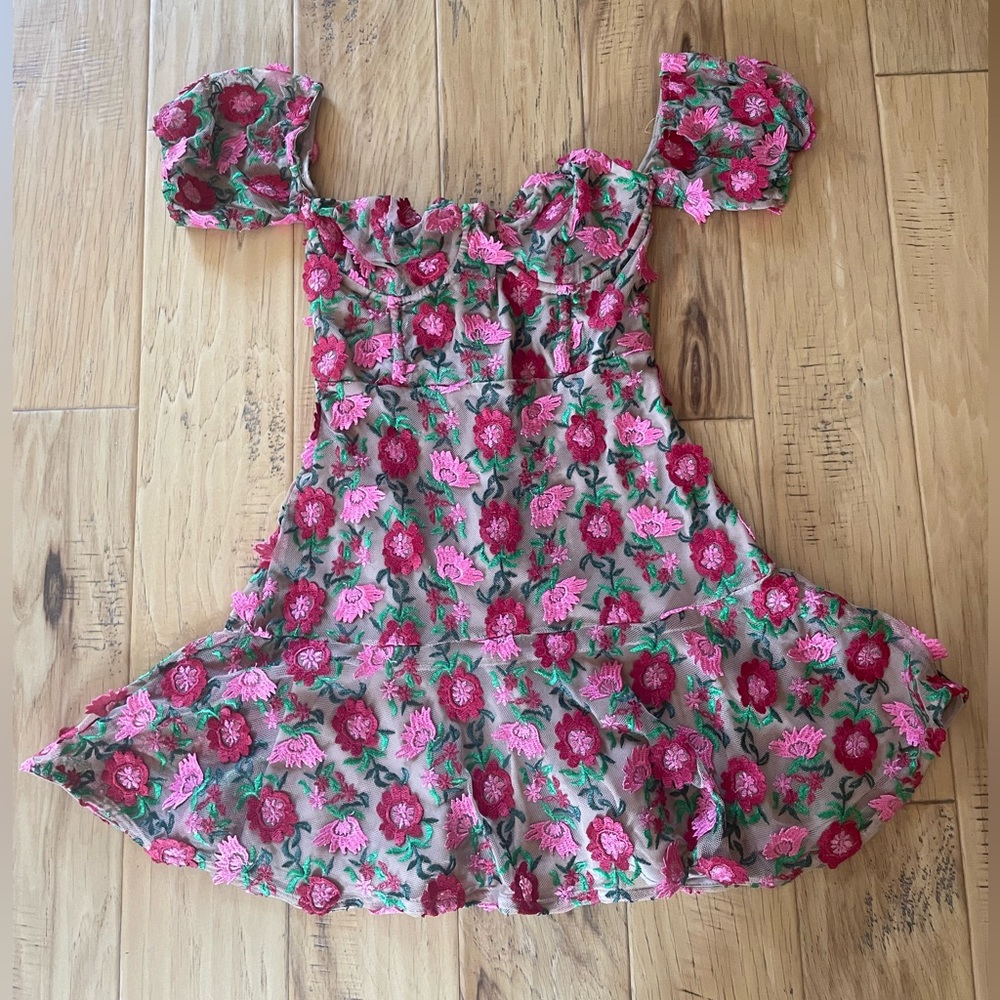 For Love and Lemons Mesh Floral Dress